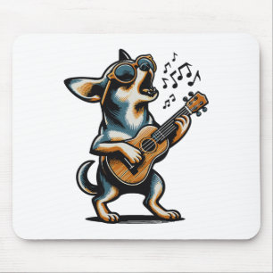 Dog Playing Guitar Singing Chihuahua Funny Dog Mar Mouse Mat