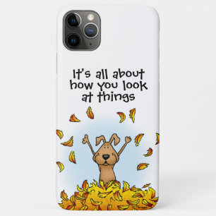 Dog Playing in a Pile of Fall Leaves - Fun Autumn iPhone 11 Pro Max Case