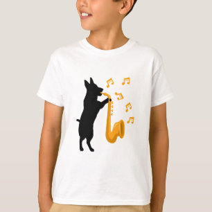 Dog playing Jazz saxophone Funny Design For Kids T-Shirt