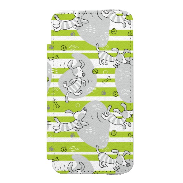 dog playing pattern background incipio iPhone wallet case (Folio Front)
