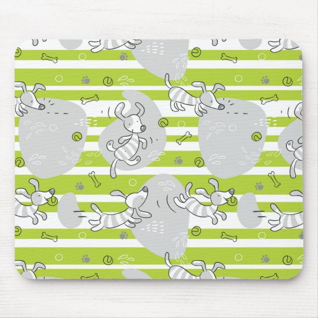 dog playing pattern background mouse mat (Front)