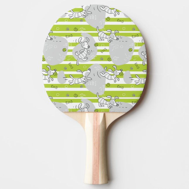 dog playing pattern background ping pong paddle (Front)