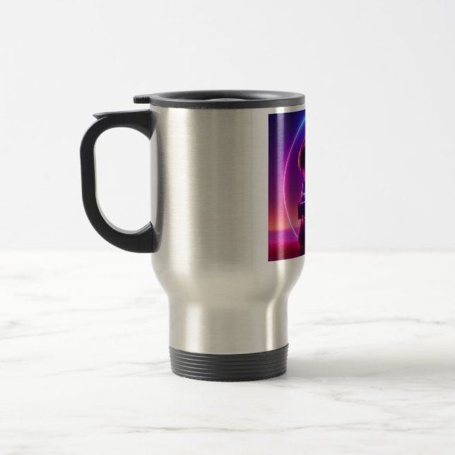 Dog Playing Piano Travel Mug (Left)