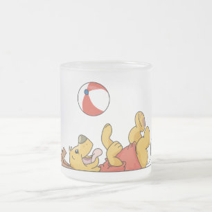 Dog Playing With Ball Tshirts and Gifts Frosted Glass Coffee Mug