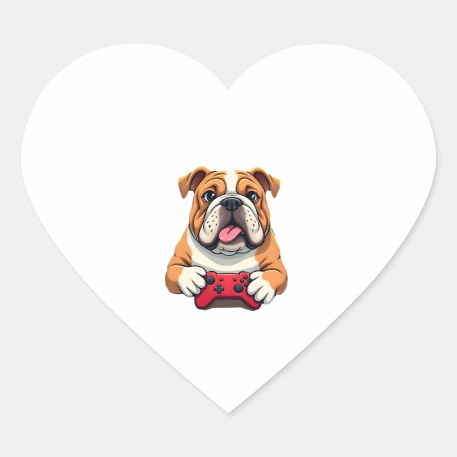 Dog Plays Video Games  (6) Heart Sticker (Front)