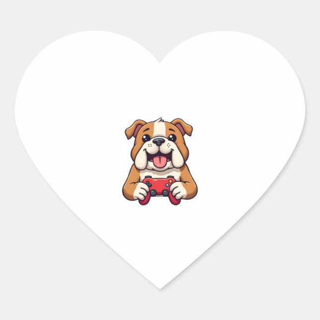 Dog Plays Video Games  Heart Sticker (Front)