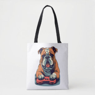 Dog Plays Video Games Tote Bag