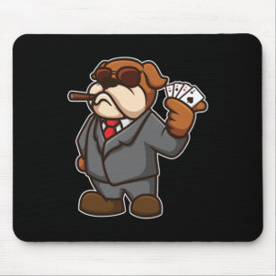 Dog Poker Player Cards Cigar Casio Gambler Gift Mouse Mat