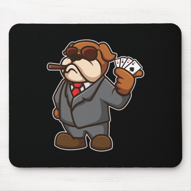 Dog Poker Player Cards Cigar Casio Gambler Gift Mouse Mat (Front)
