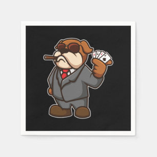 Dog Poker Player Cards Cigar Casio Gambler Gift Napkin