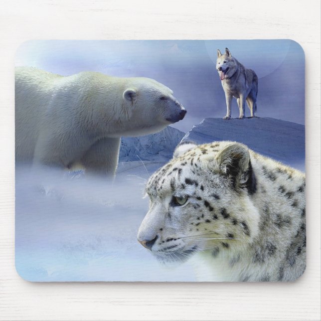 Dog, Polar Bear and Snow Leopard Mouse Mat (Front)