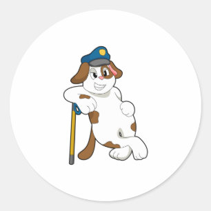 Dog Police officer Police hat Classic Round Sticker