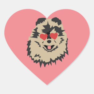 Dog Pomeranian Valentine Heart Square Sticker