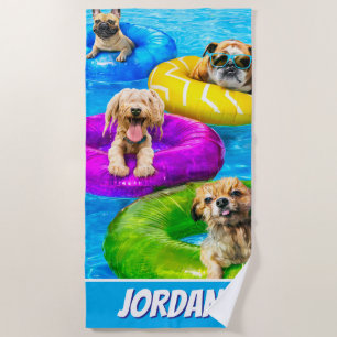 Dog Pool Party Beach Towel