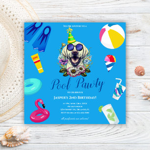 Dog Pool Party Birthday Invitation