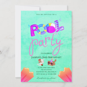 Dog Pool Party Birthday Invitation
