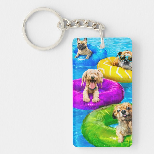 Dog Pool Party Key Ring (Front)