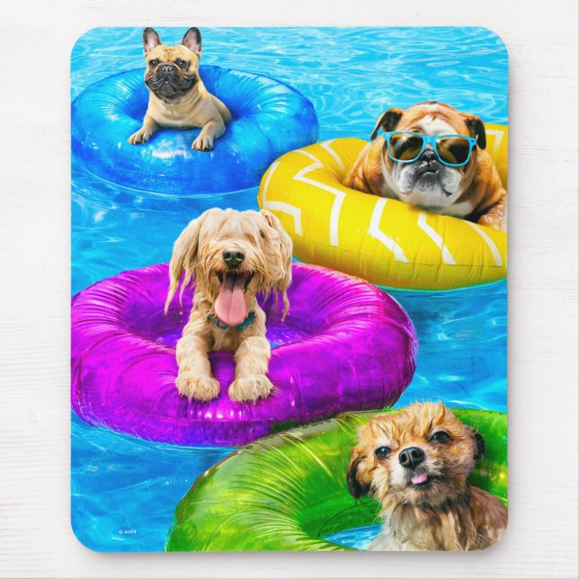 Dog Pool Party Mouse Mat (Front)
