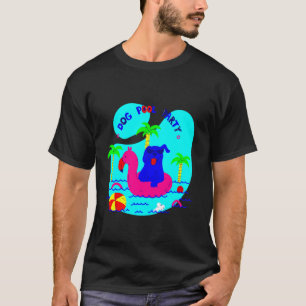 dog pool party palm trees flamingo summer funny wh T-Shirt