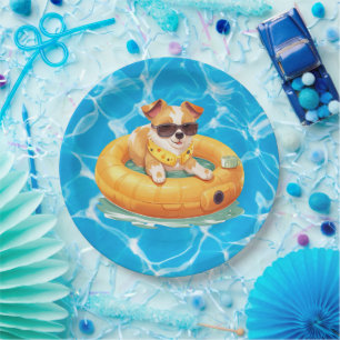 Dog Pool party Paper Plate