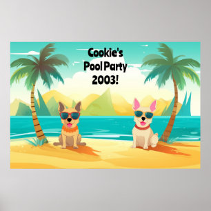 Dog Pool Party Photobooth Backdrop Customisable Poster