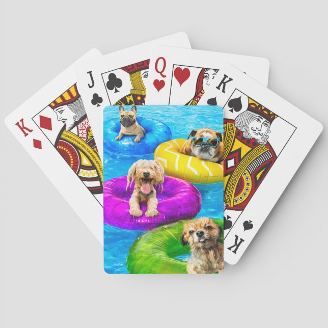Dog Pool Party Playing Cards (Back)