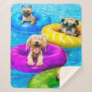 Dog Pool Party Sherpa Blanket