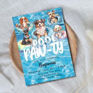 Dog Pool Pawty Party Invitation