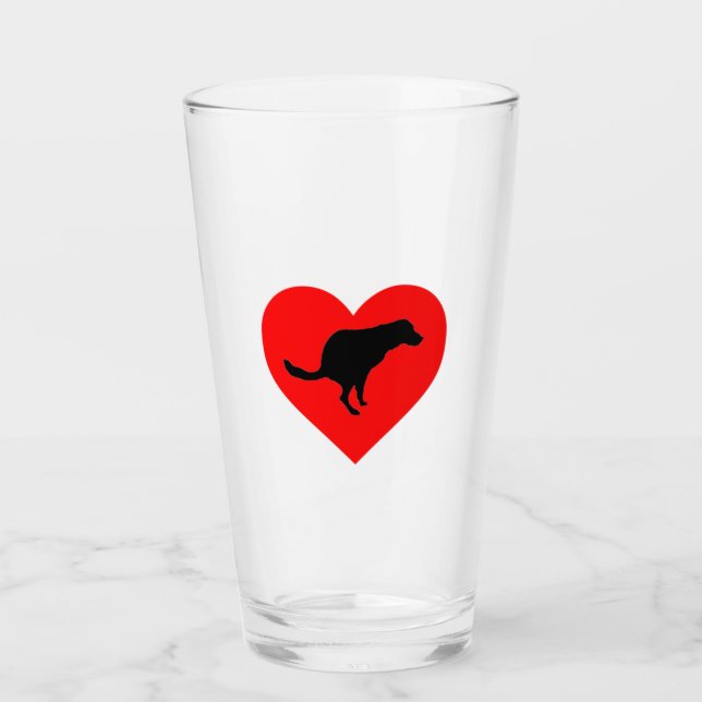 Dog Poop Heart    Glass (Front)