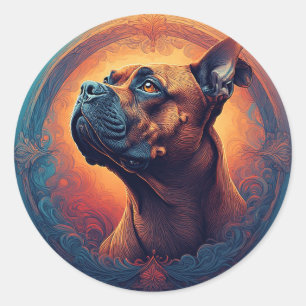 Dog Portrait Abstract Art Classic Round Sticker