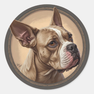 Dog Portrait Abstract Art Classic Round Sticker