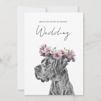 Dog Portrait Black and White Wedding  Invitation