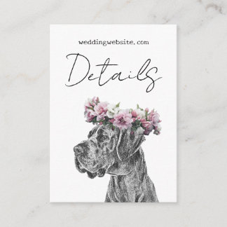 Dog Portrait Black & White QR Code Wedding Details Enclosure Card