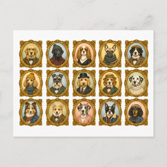 Dog Portrait Collage Postcard (Front)