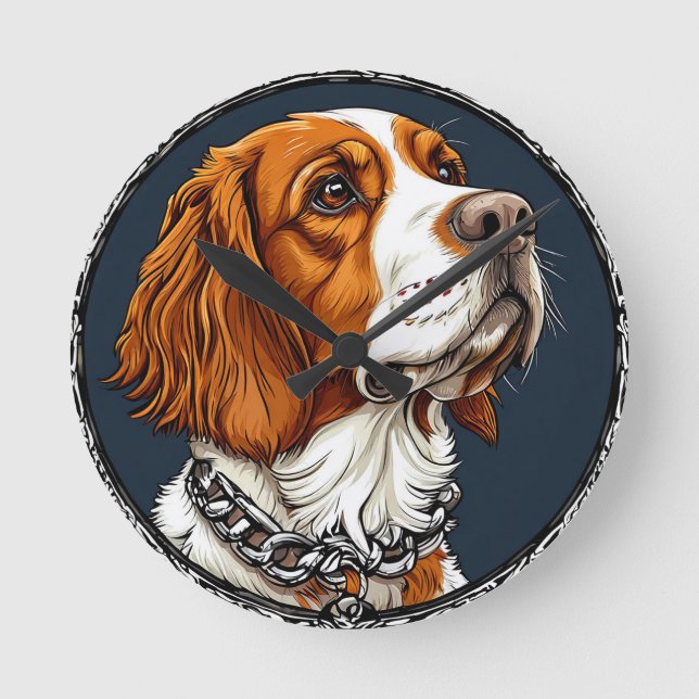 Dog Portrait Emphasising Detail Round Clock (Front)