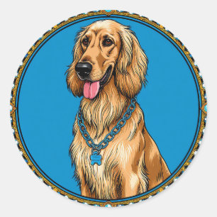 Dog Portrait in Ornate Frame Classic Round Sticker