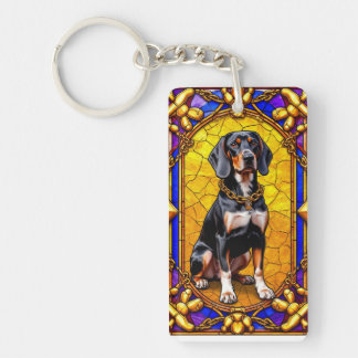 Dog Portrait in Stained Glass Artwork Key Ring
