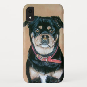 dog portrait painting of black and tan pug iPhone XR case