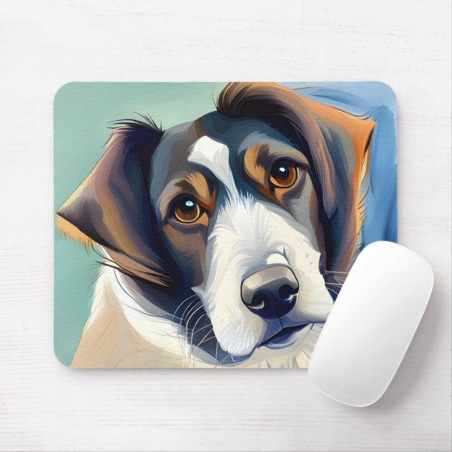 Dog Portrait Sketch Painting Mouse Mat (With Mouse)