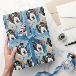 Dog Portrait Sketch Painting Wrapping Paper