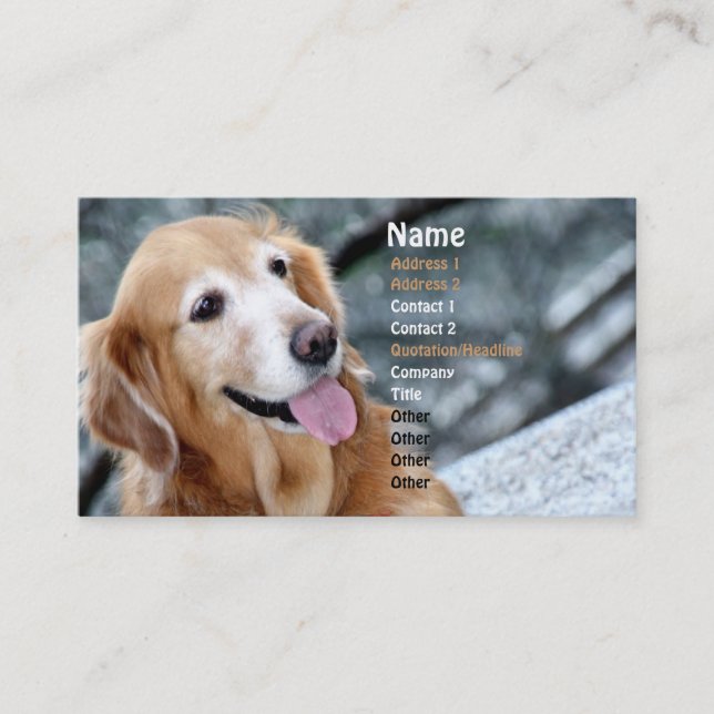 Dog Portrait/Smiling Golden Retriever Photography Business Card (Front)