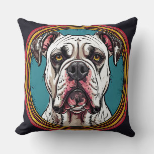 Dog Portrait with Mosaic-Inspired Background Cushion