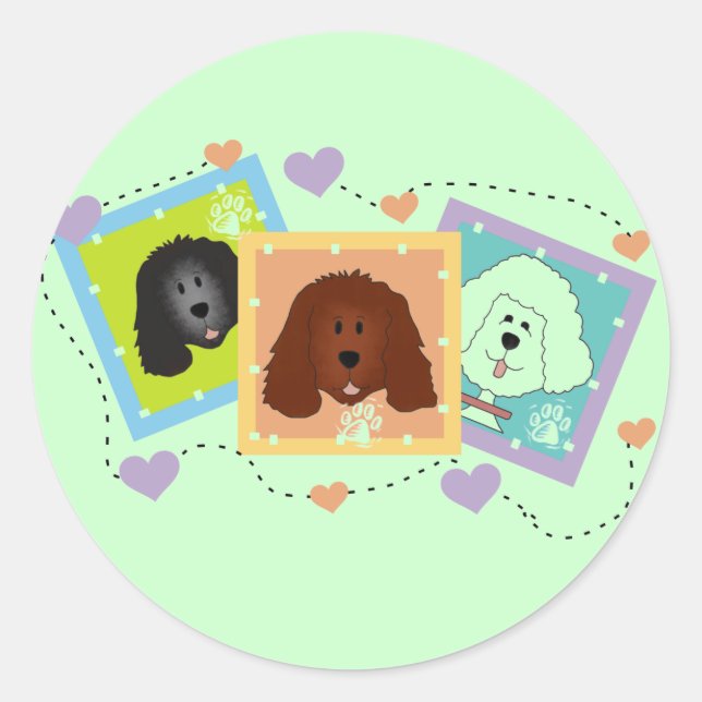 Dog Portraits Tshirts and Gifts Classic Round Sticker (Front)