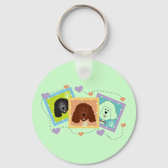 Dog Portraits Tshirts and Gifts Key Ring (Front)