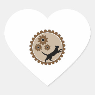 dog powered cage with wheels heart sticker