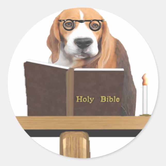 Dog Preacher Classic Round Sticker (Front)