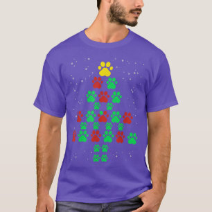 Dog Print Christmas Tree Funny Dog Lovers Christma T-Shirt