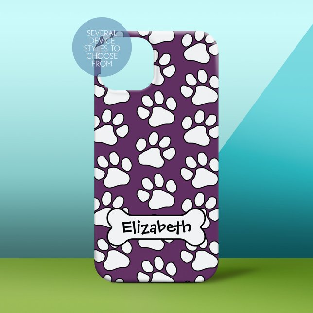 Dog Print Pattern with Bone (Personalized Phone Case)