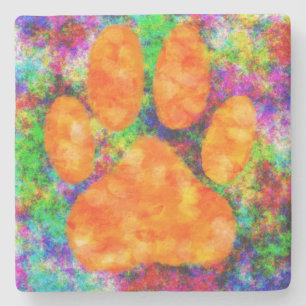 Dog Print Watercolor Stone Coaster