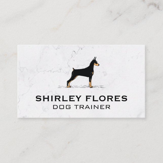Dog Profile Image | White Marble Background Business Card (Front)